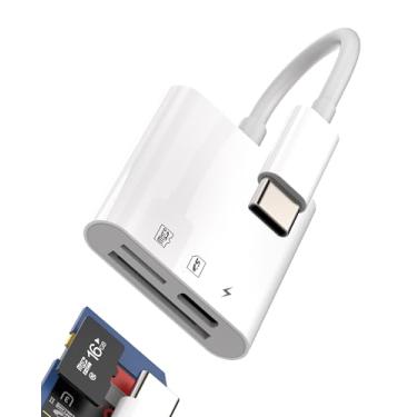 Imagem de Adaptador multiportas USB C Hub (3 em 1) para Apple para iPhone 15 Pro Max Plus para iPad Air Mini tipo C cabo carregador leitor de cartão SD Micro TF câmera flash drive dongle compatível com Samsung