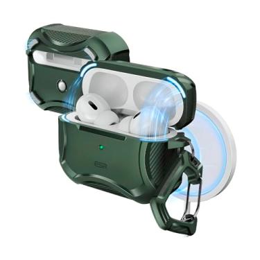 Imagem de Capa para AirPods Pro 2ª e 1ª Geração (2023/2022/2019) com Compatibilidade M4g-S4fe, Proteção Robusta Contra Quedas, Tampa Magnética Segura, Cor Verde