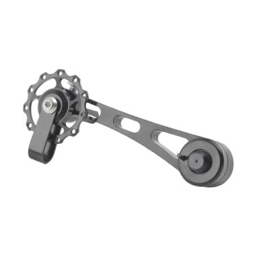 Imagem de harayaa Tensor de corrente para bicicleta, cassete de velocidade única, acessórios de ciclismo, leve, conversor de ajuste de corrente para reparo em liga de, Preto