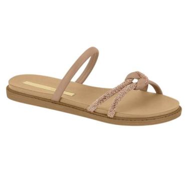 Imagem de Sandália Rasteira Moleca Com Brilho 5443-232, Nude, 37