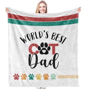 Imagem de HIWX Cobertor de presente de gato para pais, presentes para donos de gatos para homens, os melhores gatos do mundo, cobertor para casa, quarto, sala de estar, sofá, cama, presente, para amantes de