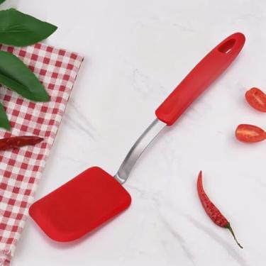 Imagem de Espátula de silicone flexível de 24 cm para virar ovos, hambúrgueres, crepes, preto