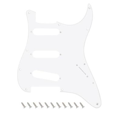 Imagem de Banworks 1 Ply Strat SSS Pickguard Placa de arranhão para guitarra elétrica de 11 furos para para-lama EUA/Mexicano estilo moderno Stratocaster ST JT/HB-01 branco