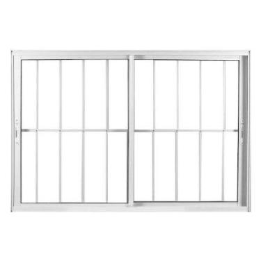 Imagem de Janela 2 Folhas com grade Alumínio Branco ou Preto Linha 25 Suprema - 