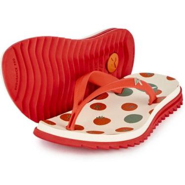 Imagem de Chinelo Infantil Kenner Ibiza Tomates Kids - Branco e Vermelho, 31/32