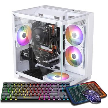Imagem de ZER-LON Computador desktop para jogos, Intel Core I7 até 4,2 GHz, RTX 2060 6G GDDR6, 16G DDR4 RAM, SSD NVME de 1 TB, WiFi 5.0, computador torre PC para jogos pré-construído com 4 ventoinhas RGB