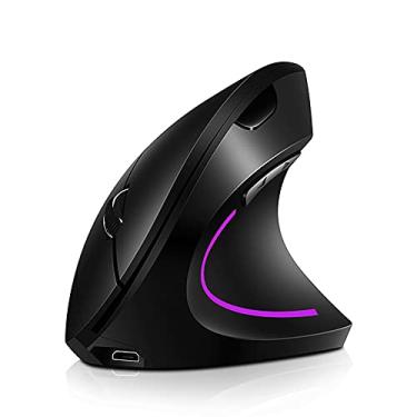 Imagem de Sailsbury Mouse Ergonômico, 2.4G Sem Fio Vertical Recarregável, 3 Níveis de DPI Ajustáveis, RGB Luz de Fluxo, Preto, Cinza, Rosa, Branco