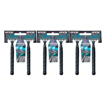 Imagem de Kit 6 Aparelho De Barbear Descartável Barbeador 3 Lâminas Enox Expert