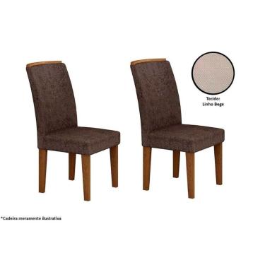 Imagem de Cadeira Sala De Jantar Lunara Kit 2 Un Imbuia/bege Turim - Rufato