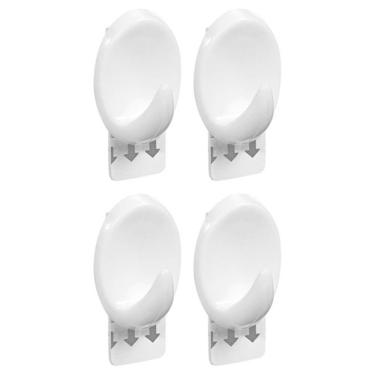 Imagem de Gancho Oval Plástico Branco Com Adesivo P - 4 Unidades - Or30111 - Ordene