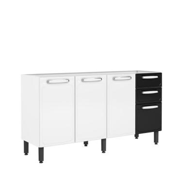 Imagem de Balcão De Aço 4 Portas 2gavetas Preto Bco Evidence Bertolini Branco/preto