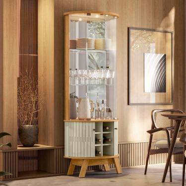 Imagem de Cristaleira com Led e Espelho 67x180cm Marina Madetec Cumaru Opala