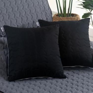 Imagem de Kit com 2 Capas de Almofada Hipercal 400 Fios 45cm x 45cm Matelado Dupla Face Shield Cinza e Preto