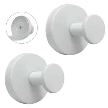 Imagem de Welsa Ganchos de ventosa para chuveiro - pacote com 2, branco - aço inoxidável, sucção forte, sem broca, gancho removível, parede de cozinha de banheiro, porta de vidro, roupão pendurado com gancho