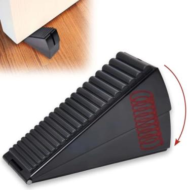 Imagem de GOLD DEER Rolha de porta grande com mola ajustável, batente de porta alto resistente para parte inferior da porta, rolha de porta de cunha com mola, alta até 7,6 cm, preta