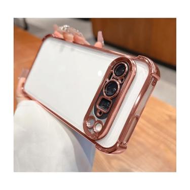 Imagem de Capa galvanizada macia para Google Pixel 9 Pro. Capa fina brilhante com parte traseira transparente. Protetor de câmera embutido para Pixel 9 Pro (ouro rosa, Pixel 9 Pro)