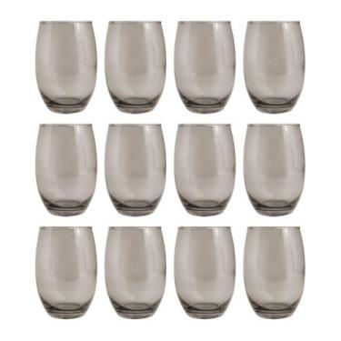 Imagem de Conjunto 12 Copos Vidro Bellagio Redondo 450ml Grande Cinza - PRATICAS