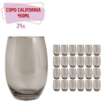 Imagem de Copos de Vidro 450ml Cinza California Agua Suco Vinho 24 Unid - PRATIC
