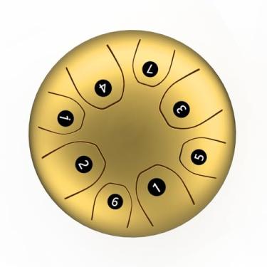 Imagem de 5.5 Polegada Mini Tambor de Língua de Aço, Instrumento de Percussão de Tambor Handpan Com Maletes Levar Saco para Meditação Yoga Zazen Educação Musical (Ouro)