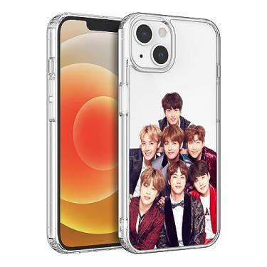 Imagem de WWDIYHOUSE Capa compatível com iPhone 14, capa transparente de TPU macio à prova de choque e design exclusivo para homens/mulheres/meninas/meninos (Fashion-BTS-1)
