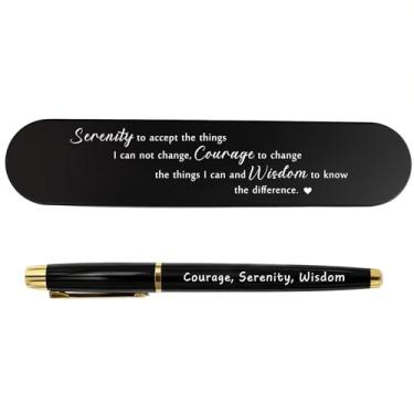 Imagem de TANWIH Presentes inspiradores para homens e mulheres – Conjunto de presente com caneta de gel gravada – "Serenidade, Coragem, Sabedoria" – Incentivo, recuperação, graduação, aconselhamento e presente