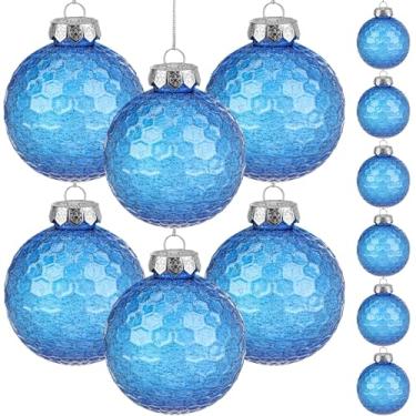 Imagem de Wettarn 12 bolas de enfeite de Natal transparentes com glitter de 8 cm - Decorações de árvore de Natal de plástico preenchíveis com tampas e cordas para pendurar, discoteca DIY - Design inspirado no