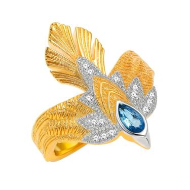 Imagem de Oneress Anel de águia ajustável, joia tribal de zircônia cúbica de pássaro de rapina, anel de lágrima moderno para homens, pai, GF BF, aventura ao ar livre YA6254, Unique Animal Ring, Latão, Sem pedra