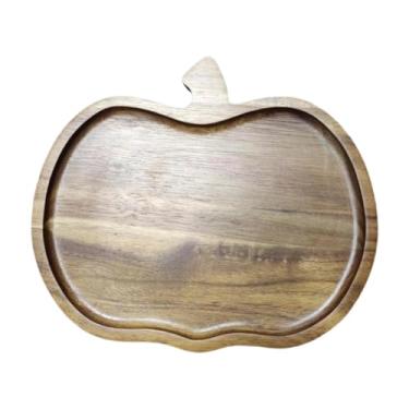 Imagem de SiaBiced Bandeja de madeira para servir alimentos, travessa para frutas secas, prato para chá e legumes, Formato de Abóbora