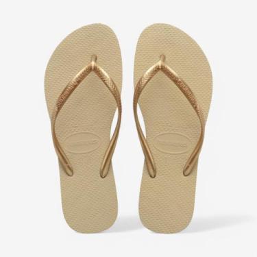 Imagem de Chinelo Havaianas Slim, Areia, Dourado, 37/38
