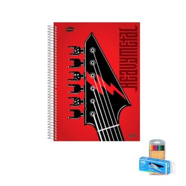 Imagem de Kit Caderno Masculino 20 Matérias Capa Dura 400 Folhas + Caneta Point 88 + Grampeador Alicate S-150