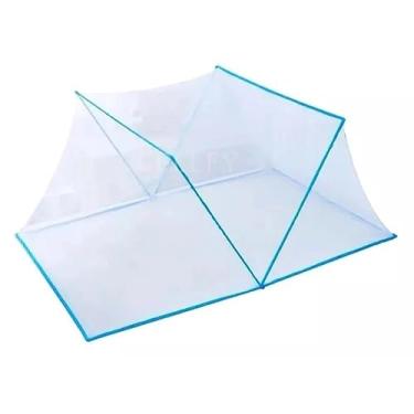 Imagem de Mosquiteiro Dobrável Para Cama Casal e Queen – Tenda Protetora Anti-Mosquito, Pernilongo e Insetos, Fácil Transporte(80X190X80 AZUL)