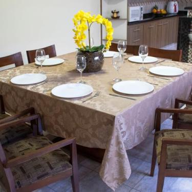 Imagem de Toalha de Mesa Jacquard Quadrada 8 Lugares 220cm x 220cm Toalha Decorativa para Sala de Jantar Toalha de Mesa Elegante para Decoração (Avelã)