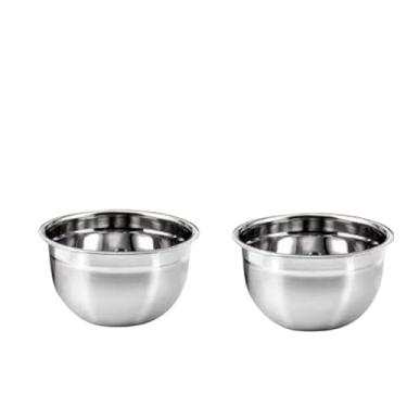 Imagem de Kit 2 Bowls Grandes e Fundos Saladeiras 1 e 2 Litros Inox Redondos Bacias Tigelas Massas Ceviche Cereais (Kit 2 Bowls de 1 litro)