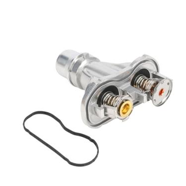 Imagem de WMPHE Carcaça de termostato de refrigeração de motor de alumínio atualizado compatível com Ford F-250 F-350 F-450 F-550 Super Duty 6.4L V8 2008-2010, substituição para 4K659-000 4K659000