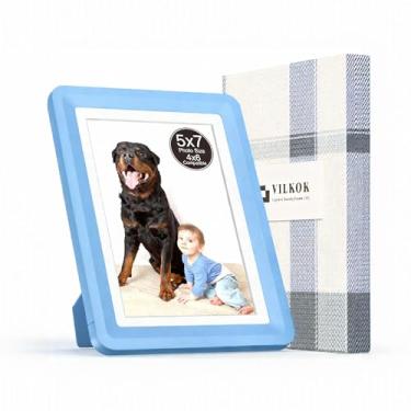 Imagem de vilkok Porta-retrato com tapete de 12 x 17 cm, instalação em 5 segundos sem ferramentas, molduras de design de segurança sem metal, molduras leves vêm em 8 cores para decoração de casa, casamento e
