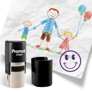 Imagem de Promot - Carimbos autotintados para professores, carimbo de borracha redondo para avaliação e feedback, carimbos de tinta de secagem rápida, impressão transparente, carimbo recarregável para sala de