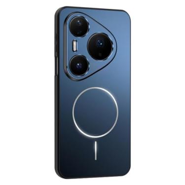 Imagem de HAOMRIYL Capa à prova de choque para Huawei Pura 80 Ultra/80 Pro +/80 Pro/80, capa magnética com proteção total para lentes ultrafina, minimalista, azul, 80 Ultra