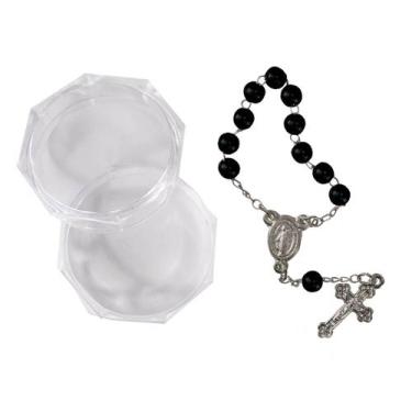 Imagem de Mini Terço com Embalagem Italiana - SJO Artigos Religiosos, Preto