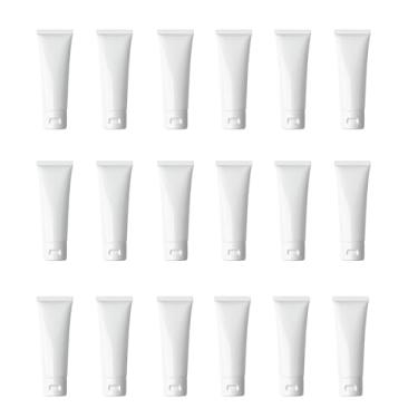 Imagem de 20 peças de 15 ml de plástico vazio recarregável para viagem Cosmético Tubos macios de compressão Garrafa à prova de vazamento Maquiagem Amostra de recipiente com tampa flip para creme de loção de mão Shampoo higiene pessoal Limpador facial, Branco, 50ml/1.7 Ounce