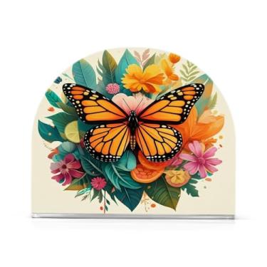 Imagem de Qilmy Lindo porta-guardanapos de borboleta, porta-guardanapos de acrílico transparente para mesa, suporte de guardanapo de coquetel de papel de seda para cozinha, dispensador de guardanapos de jantar