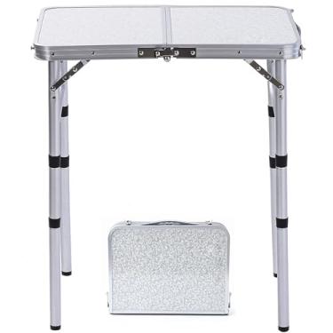 Imagem de YUFIFAIRY Pequena mesa dobrável portátil, 61 cm C x 40 cm L mesa de acampamento dobrável com 3 alturas ajustáveis, alumínio leve para uso interno e externo para piquenique ao ar livre (27)