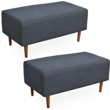 Imagem de Kit 02 Puffs Cléo W01 Pés Palito 90 Cm Linho Chumbo - BARROCARTE