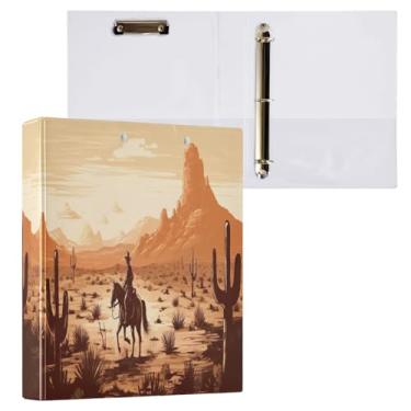 Imagem de Wassud Pasta de anel de deserto com clipe organizador de 3 anéis com fichário decorativo de bolso transparente A4 suporte de documentos para escritório, casa, 1 pacote
