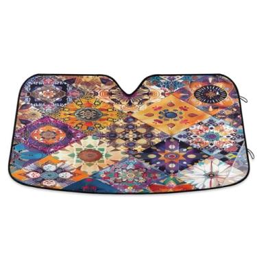 Imagem de Qilmy Lindo para-sol para para-brisa de carro mandala, protetor de viseira dobrável mantém a frescura bloqueia raios UV e acessórios para proteger carros, SUVs, caminhões-M71