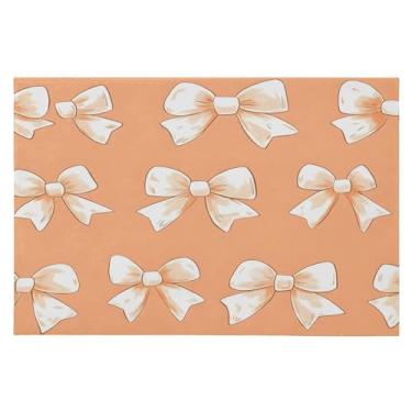 Imagem de YETTASBIN Capacho grande 61 x 91 cm - Tapete de piso macio lavável com laço branco super absorvente de baixo perfil com traseira de borracha antiderrapante para porta da frente, cozinha, quarto