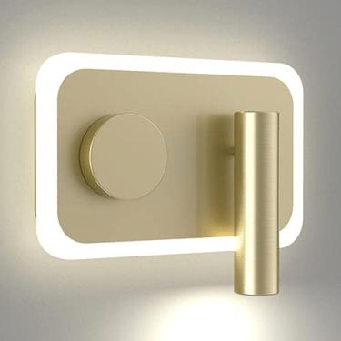 Imagem de Arandela de parede LED de 13W com interruptor, formato redondo/quadrado e giratório, iluminação de destaque ajustável para leitura ao lado da cama no quarto.