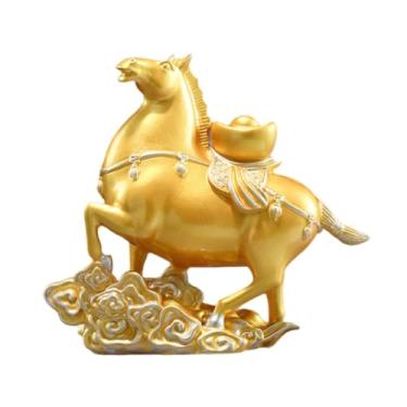 Imagem de Ｂｅｓｇａ Escultura de Cavalo, Escultura Animal, Estatueta Feng Shui, Ornamento de Mesa para Lareira, Ouro