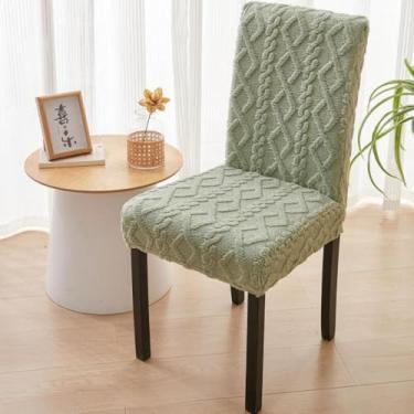 Imagem de Capa de cadeira elástica universal, protetor de cadeira lavável removível, elástico antiderrapante, uso versátil, para sala de jantar, escritório, decoração de casa, sala de estar - verde claro||