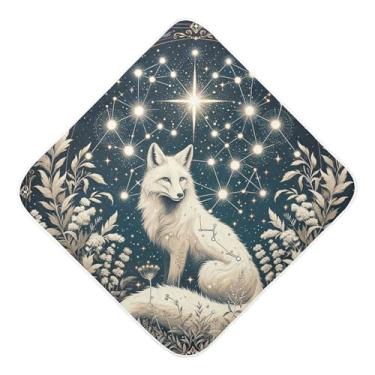 Imagem de Burbuja Toalha de banho de bebê Wolf at Night - Toalha com capuz de musselina macia e absorvente para recém-nascidos, 89 x 89 cm