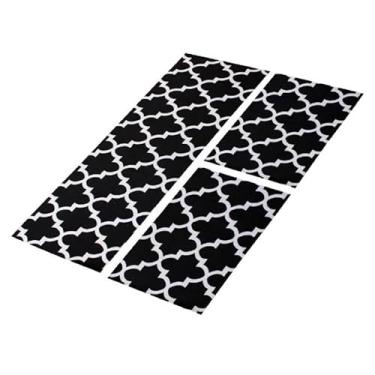 Imagem de Kit Passadeira Cozinha 3 Tapetes Poliester Antiderrapante(Modelo M2 Preto)